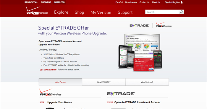 E*TRADE Landing Page